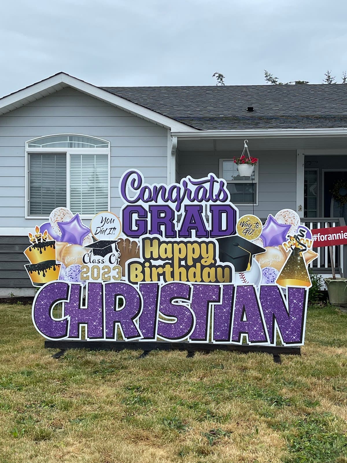 Birthday and graduation yard card